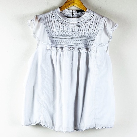 J. Crew Tops - J.Crew Crochet Ruffle Top Blouse 2X